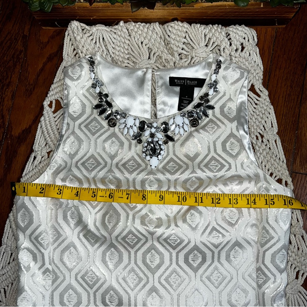 White House Black Market | Sparkling Sleeveless Shift Dress - Picture 3 of 7
